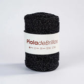 Piola de Brillos 2mm Negro/Plateado