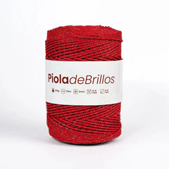 Piola de Brillos 2mm Rojo/Plateado