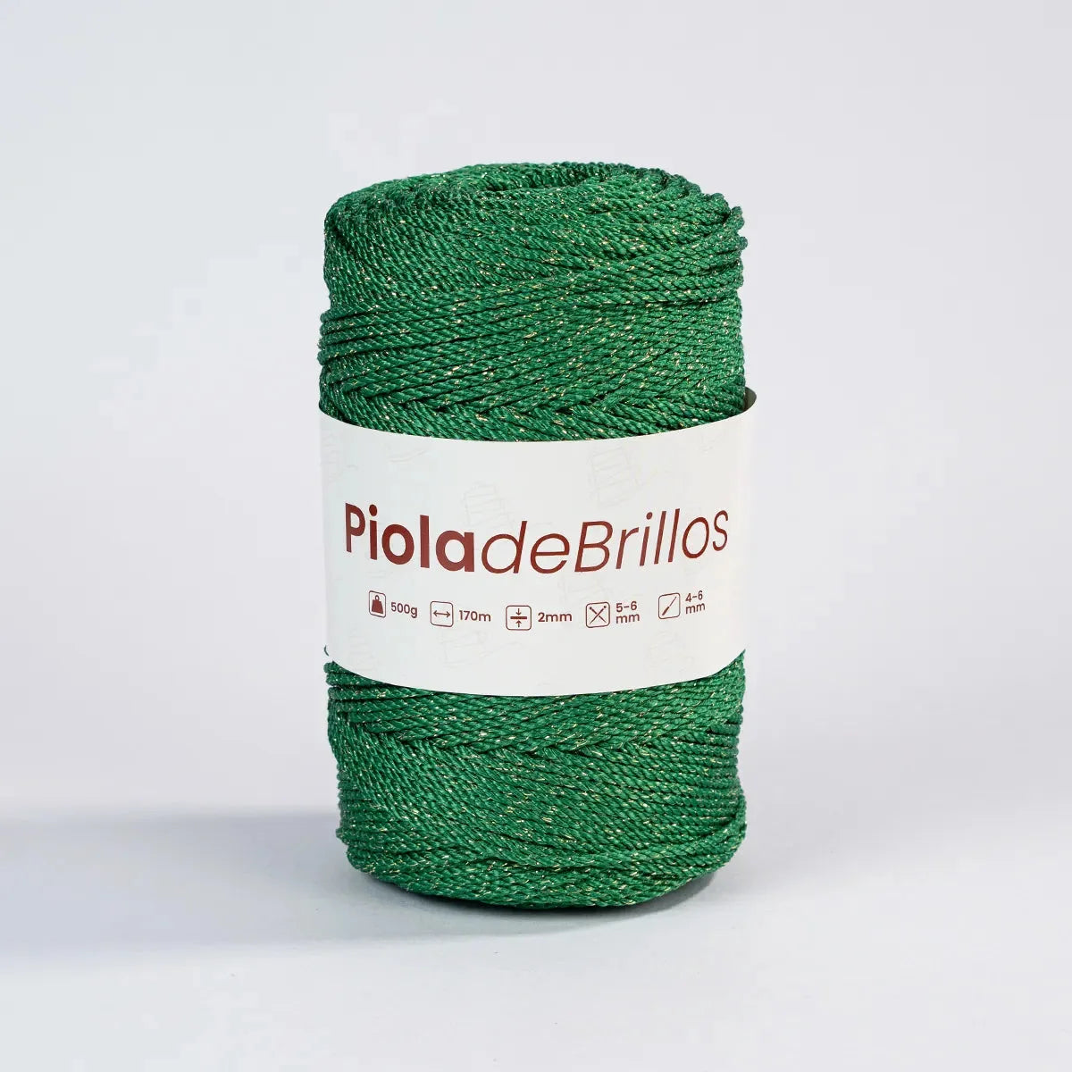 Piola de Brillos 2mm Verde/Dorado