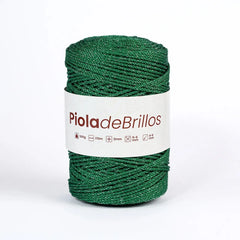 Piola de Brillos 2mm Verde/Plateado