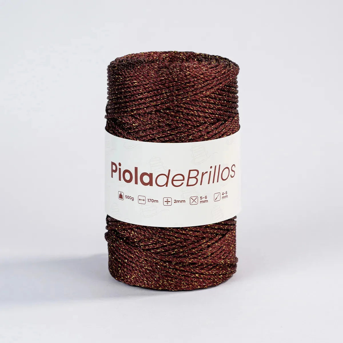 Piola de Brillos 2mm Vinotinto/Dorado