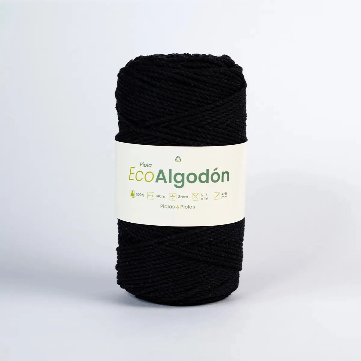 Piola Eco Algodón 3mm Negro