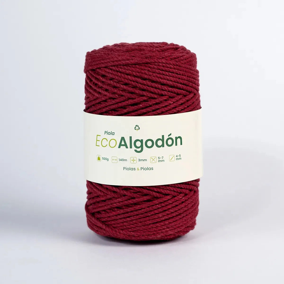 Piola Eco Algodón 3mm Vinotinto